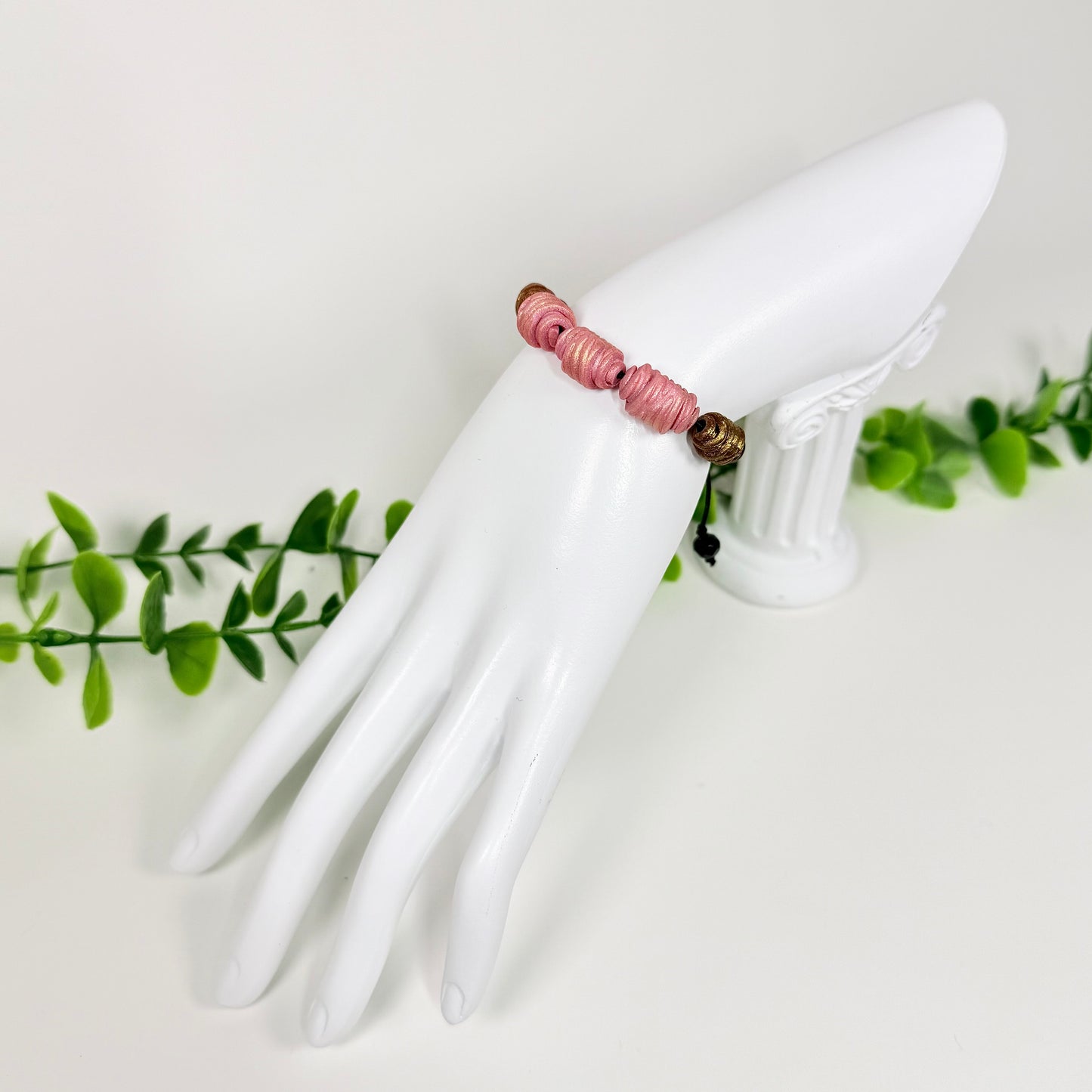 Rosy Pink Twisted Beaded Set