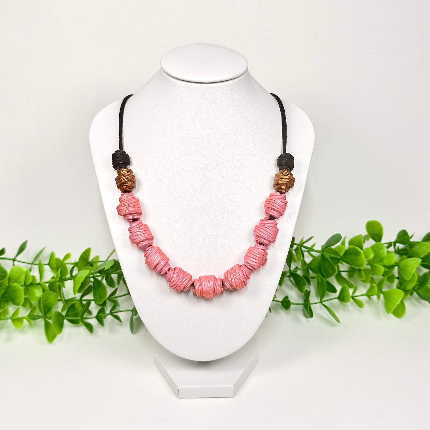 Rosy Pink Twisted Beaded Set