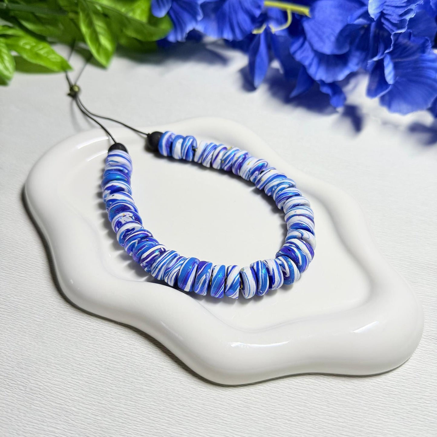 Royal Blue Galaxy Beaded Set