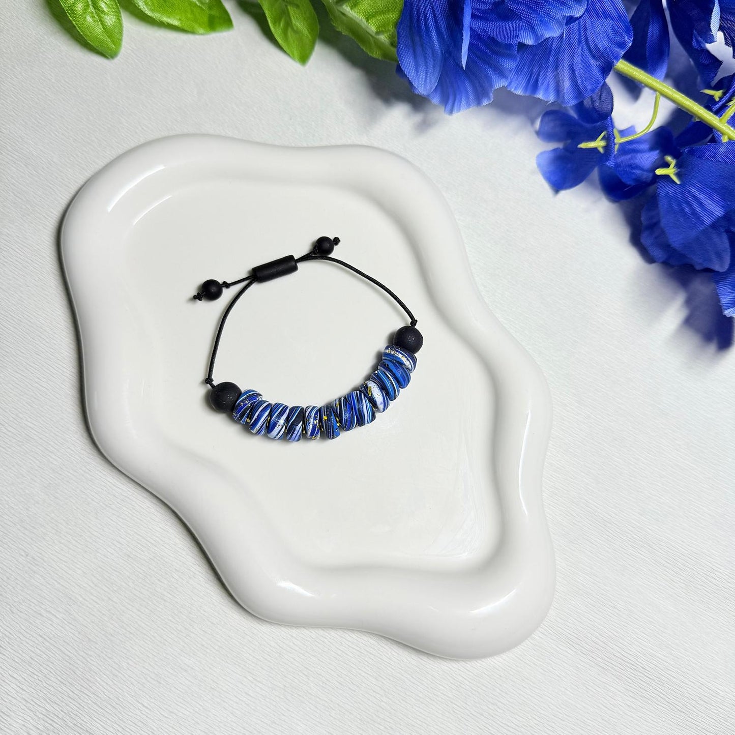 Royal Blue Galaxy Beaded Set