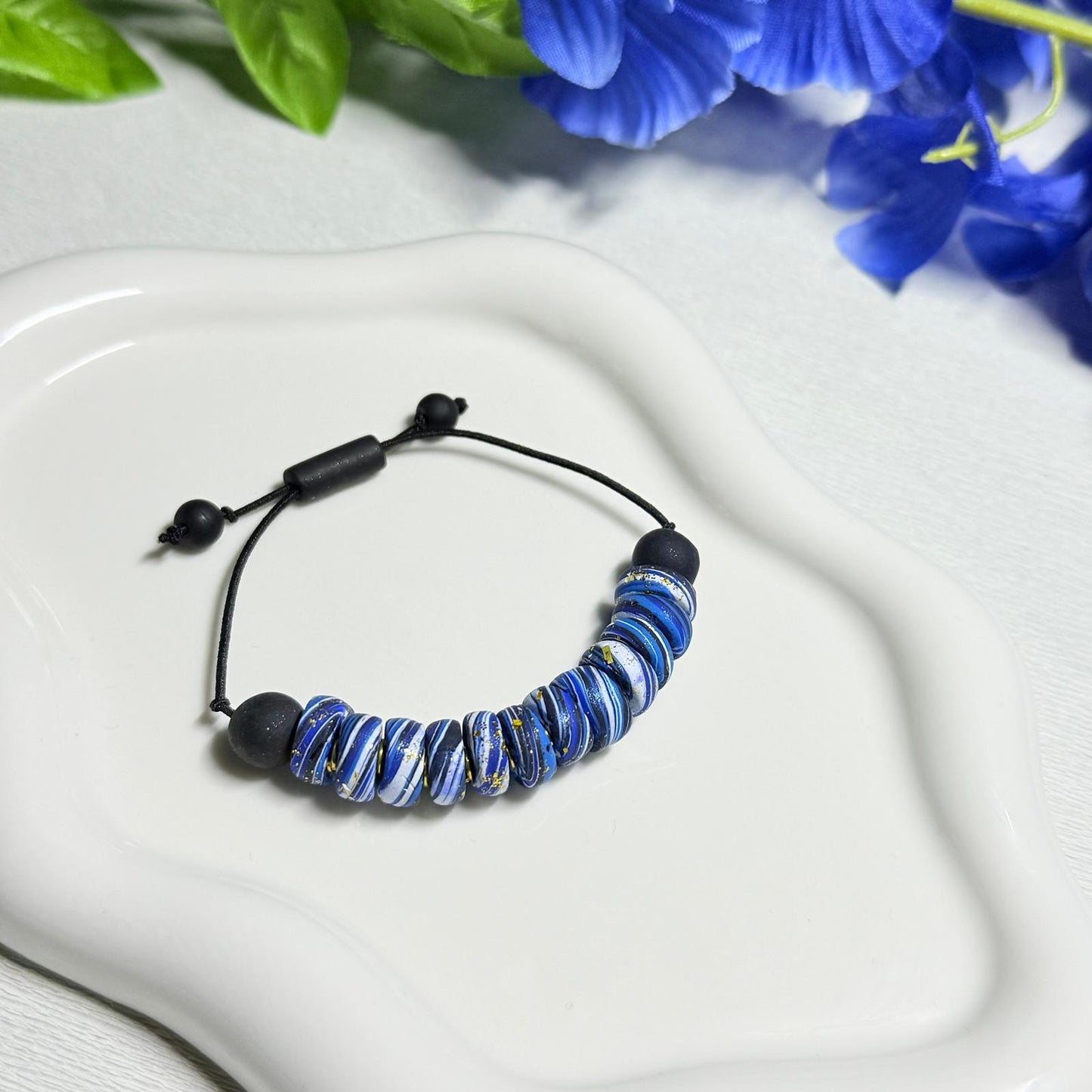 Royal Blue Galaxy Beaded Set
