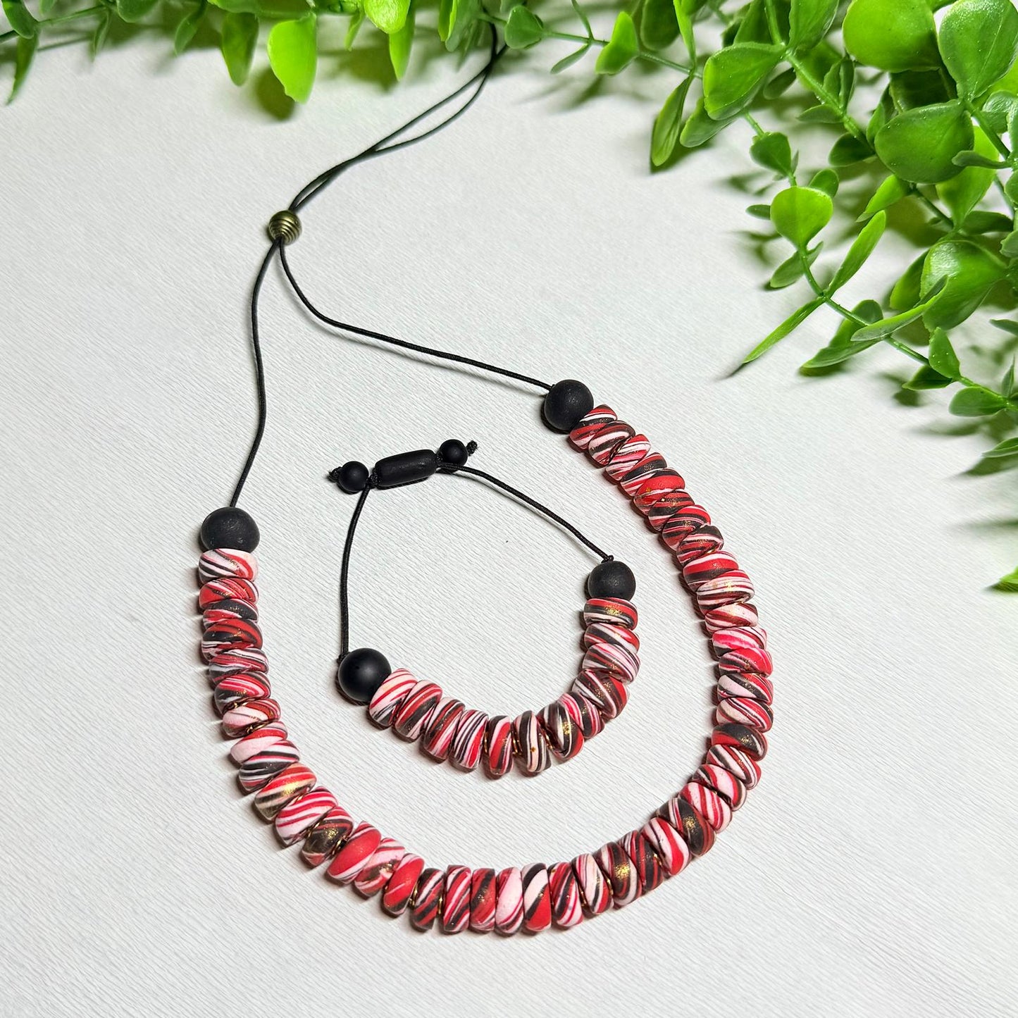 Ruby Red Galaxy Beaded Set