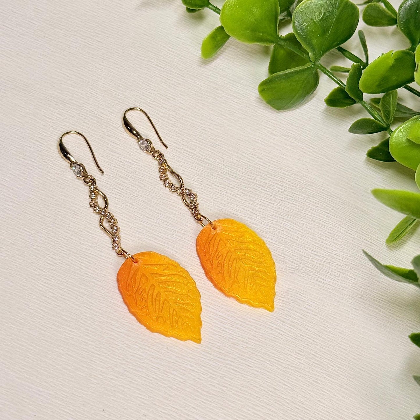 Golden Autumn Leaf Earrings