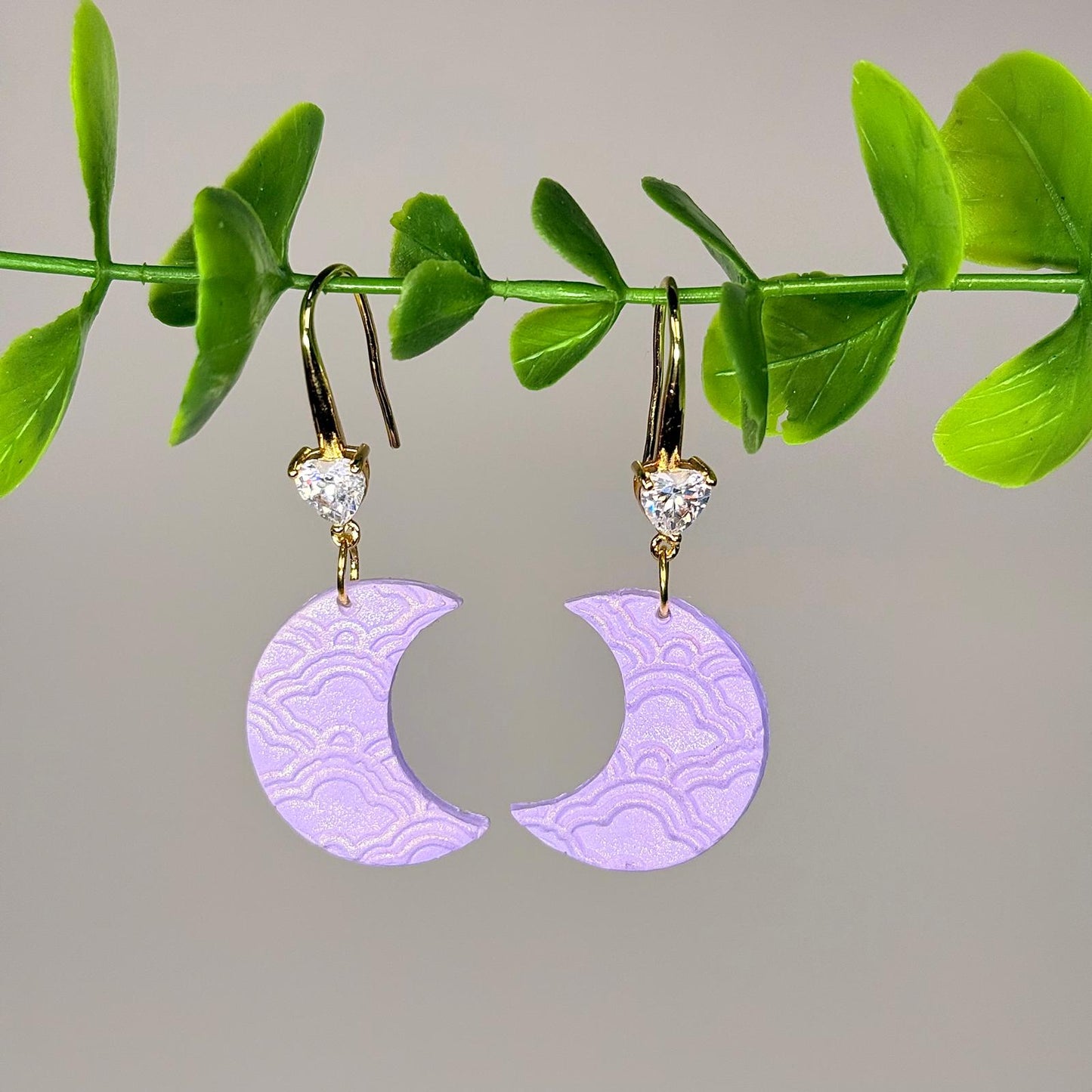 Dreamy Lilac Crescent Moon Earrings