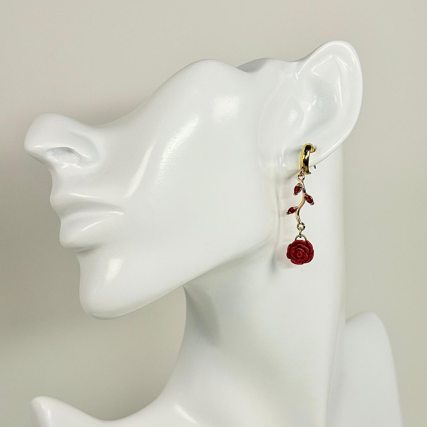 Red Rose Vine Earrings