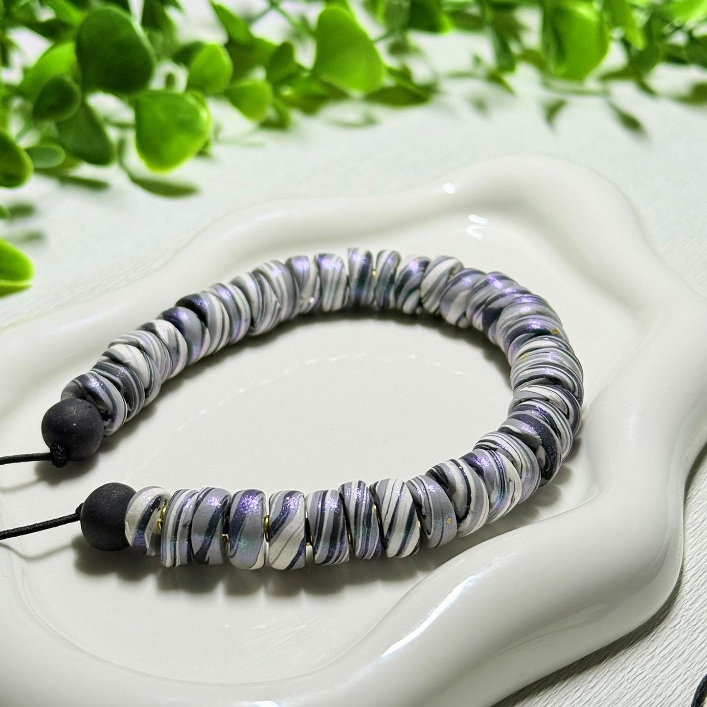 Black and White Dual-Tone Galaxy Beaded Set