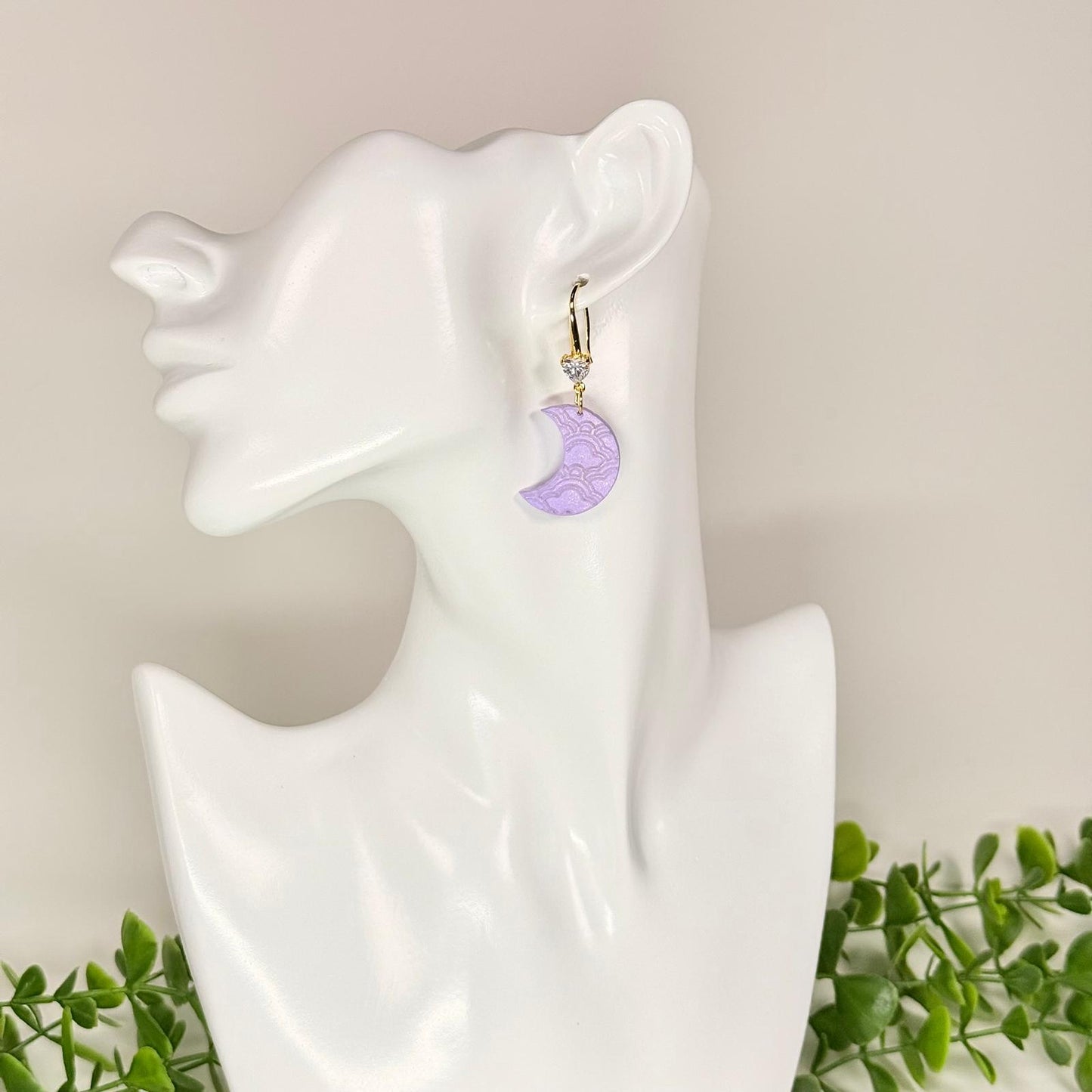 Dreamy Lilac Crescent Moon Earrings