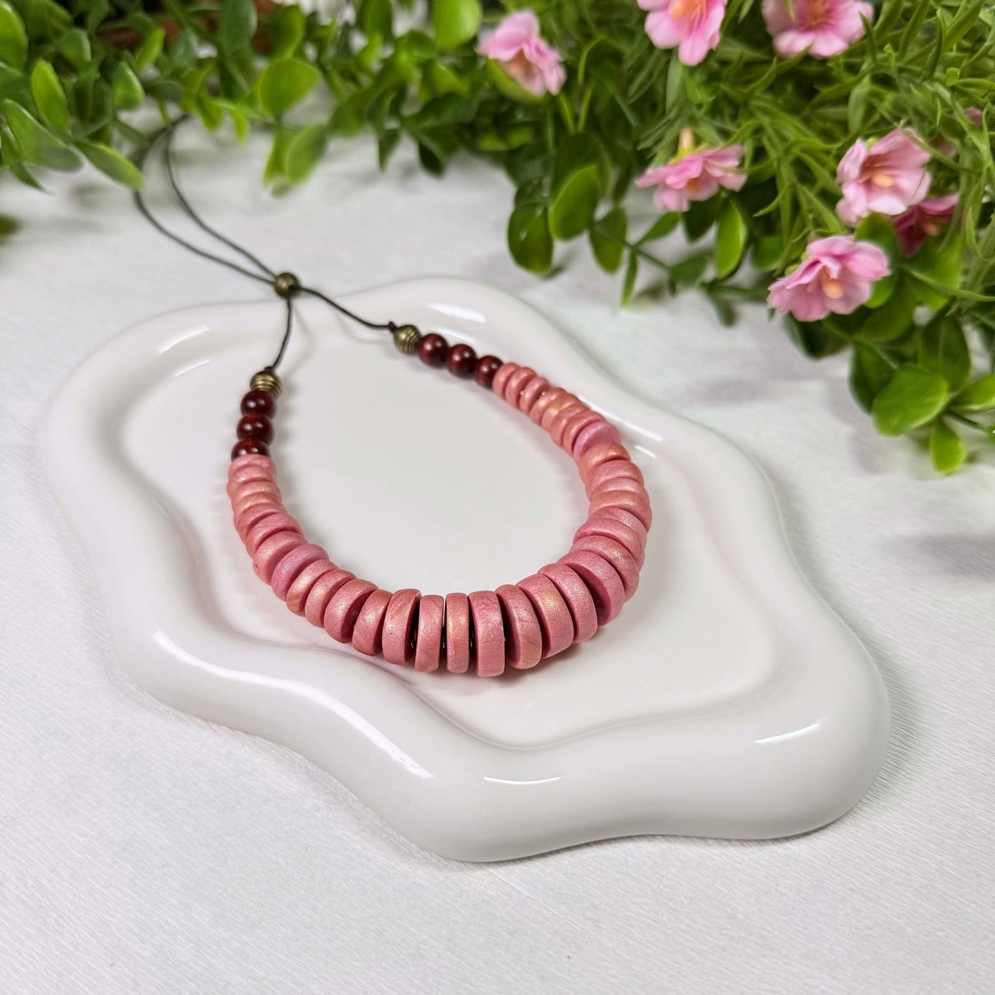 Rose Gold Circle Beads Necklace