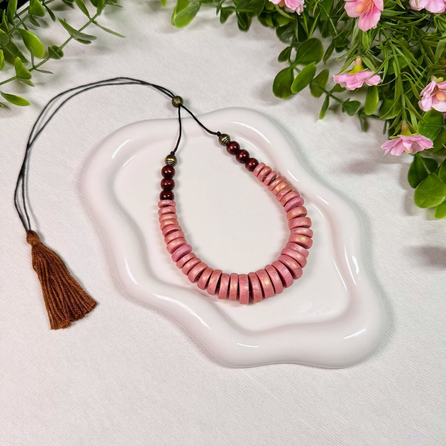 Rose Gold Circle Beads Necklace