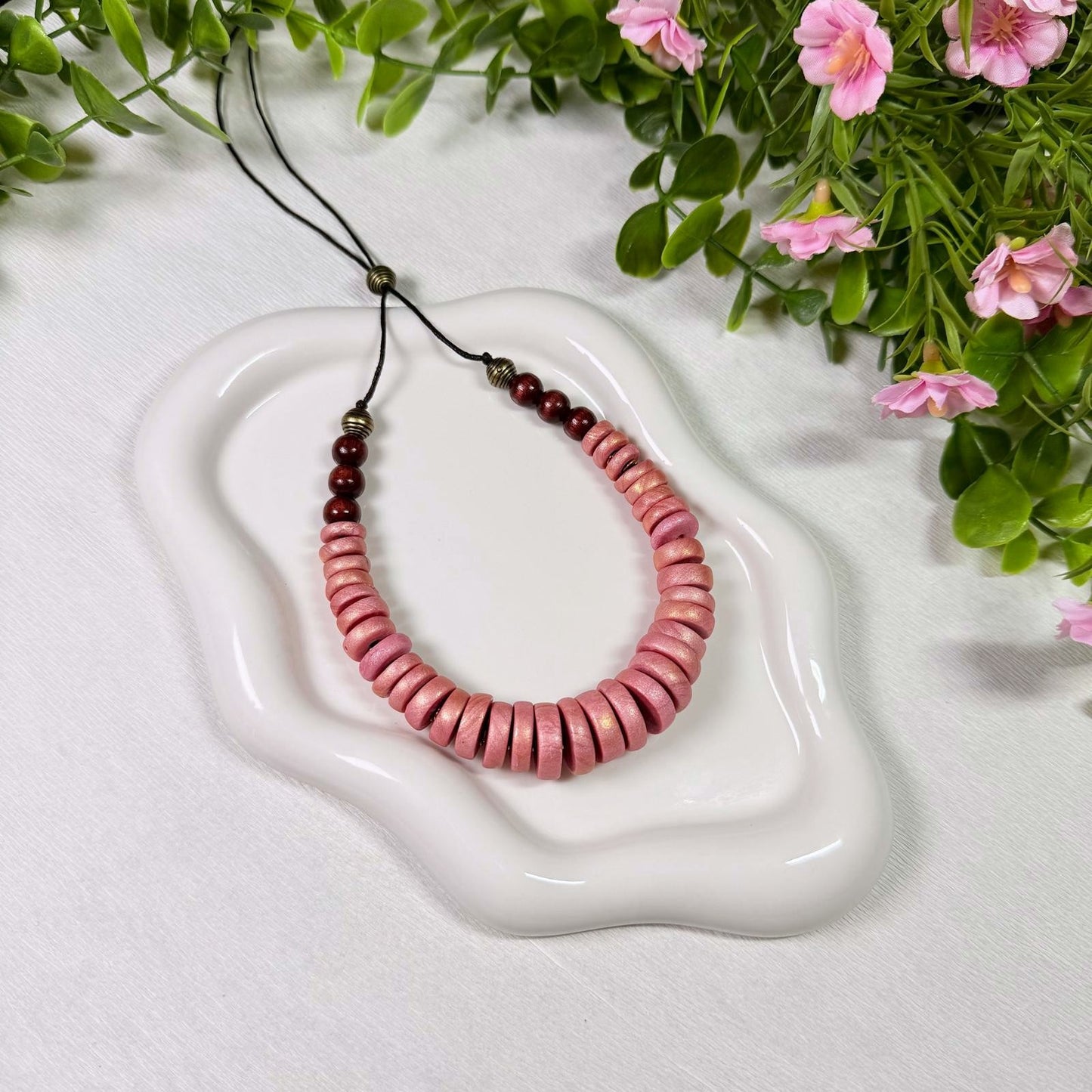 Rose Gold Circle Beads Necklace
