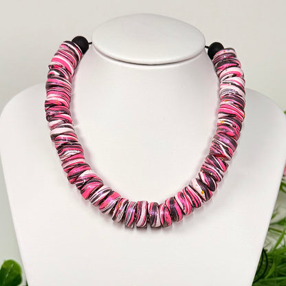 Vivid Pink Galaxy Beaded Set
