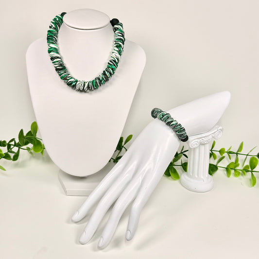 Emerald Green Galaxy Beaded Set