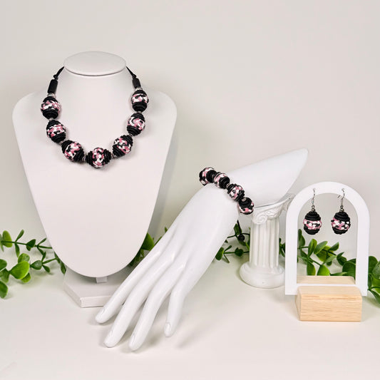 Dusky Rose Mosaic Beaded Set