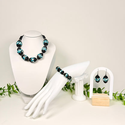 Vibrant Turquoise Mosaic Beaded Set
