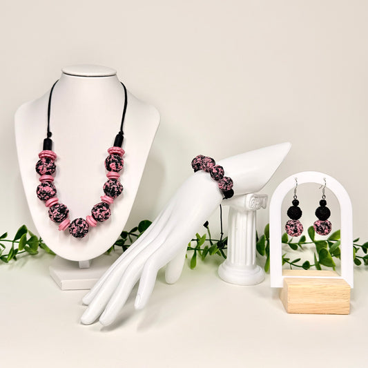 Noir Rose Textured Beads Set