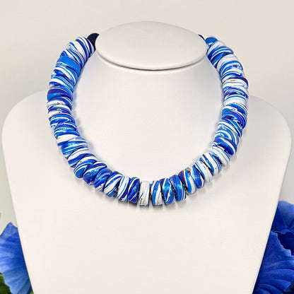 Royal Blue Galaxy Beaded Set