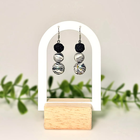 Black and White Dual-Tone Marble Beaded Set