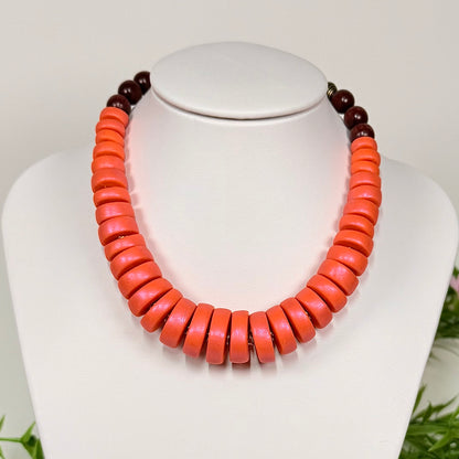 Sunset Coral Circle Beads Necklace