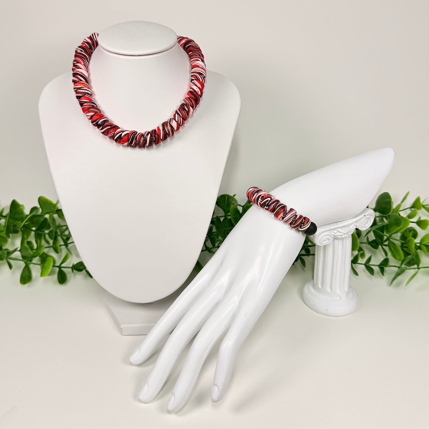 Ruby Red Galaxy Beaded Set