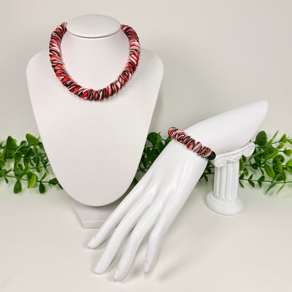 Ruby Red Galaxy Beaded Set