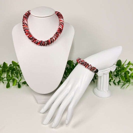 Ruby Red Galaxy Beaded Set