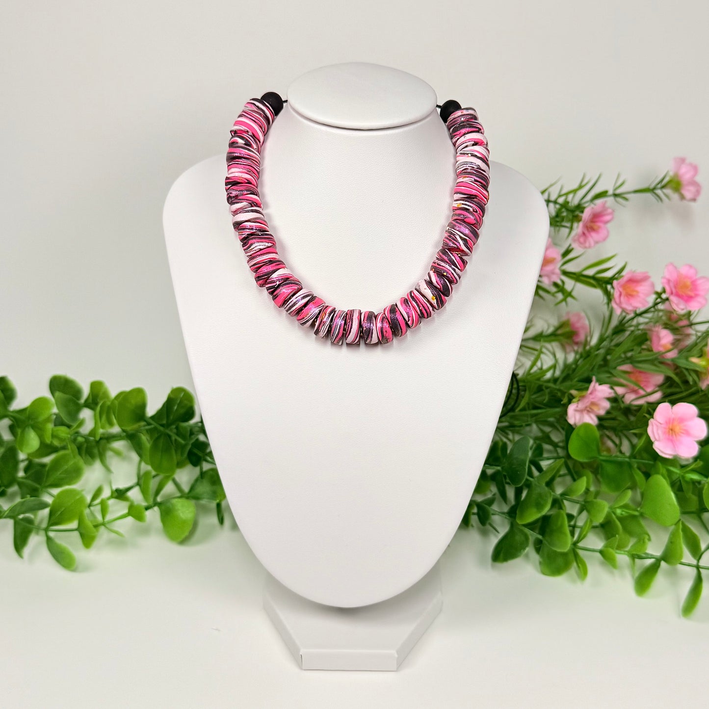 Vivid Pink Galaxy Beaded Set