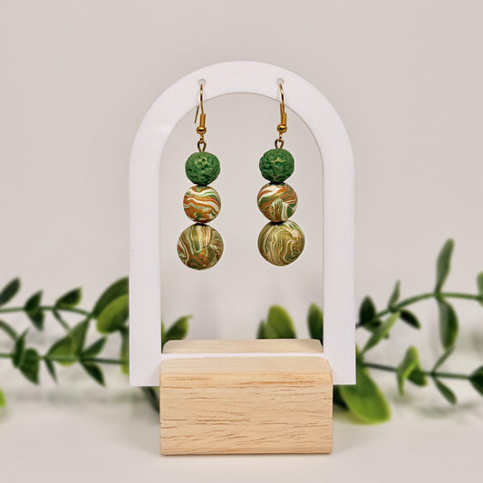 Olive Green and Gold Marble Beaded Set