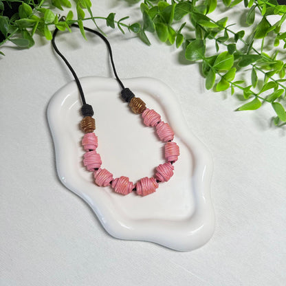 Rosy Pink Twisted Beaded Set