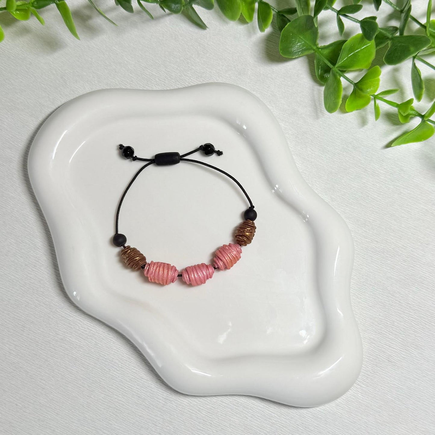 Rosy Pink Twisted Beaded Set