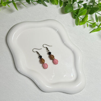 Rosy Pink Twisted Beaded Set