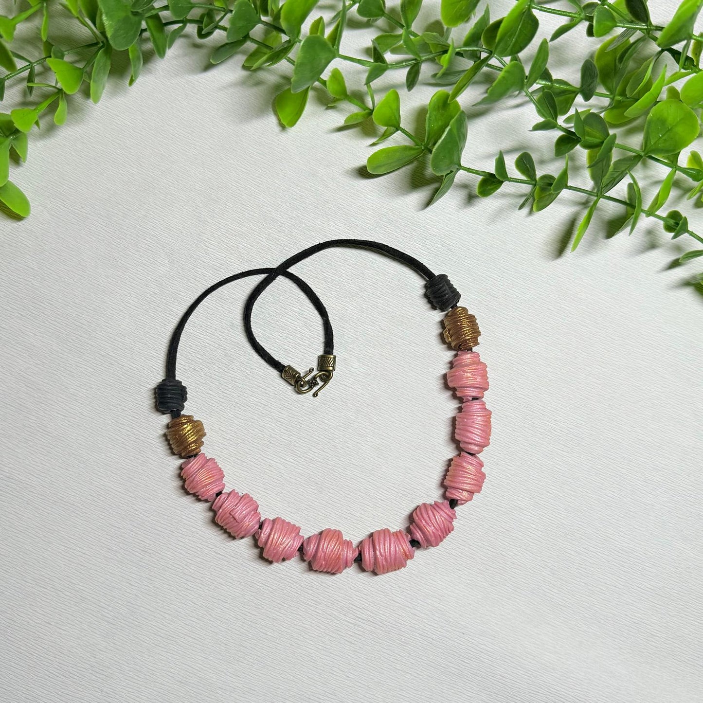 Rosy Pink Twisted Beaded Set