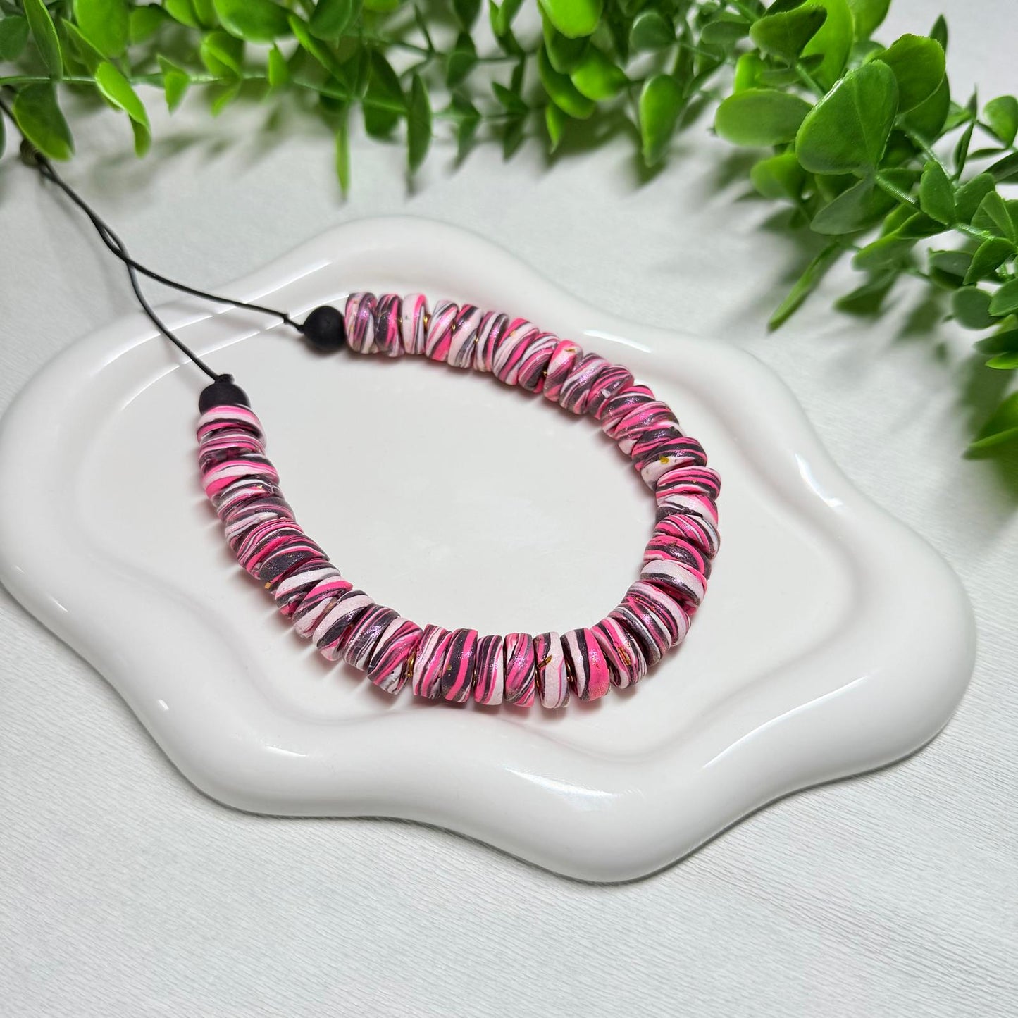 Vivid Pink Galaxy Beaded Set