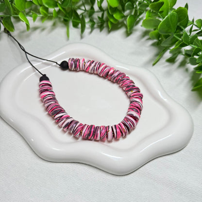 Vivid Pink Galaxy Beaded Set