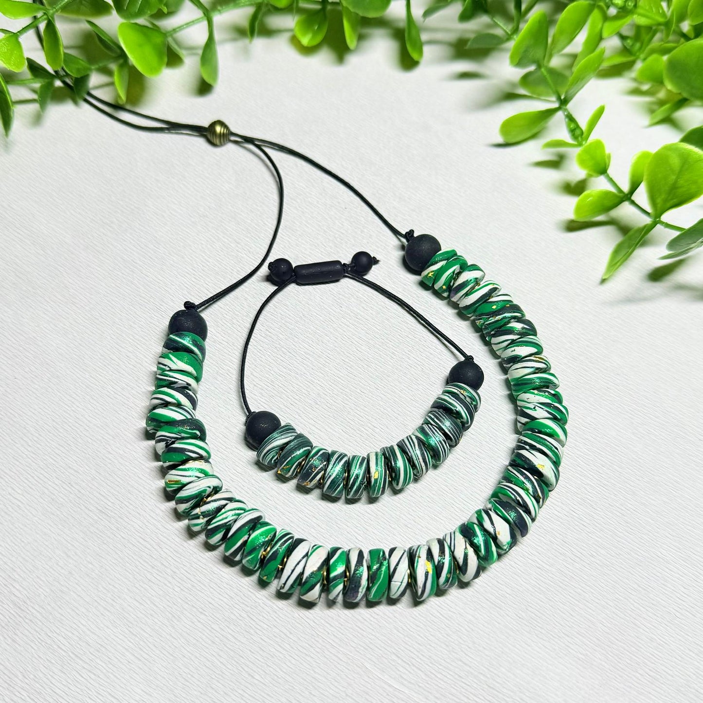 Emerald Green Galaxy Beaded Set