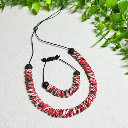 Ruby Red Galaxy Beaded Set