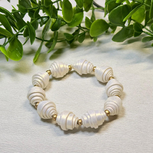 Pearl White Twisted Beads Bracelet