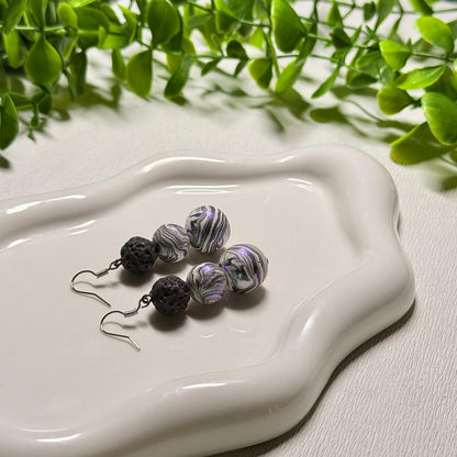 Black and White Dual-Tone Marble Beaded Set