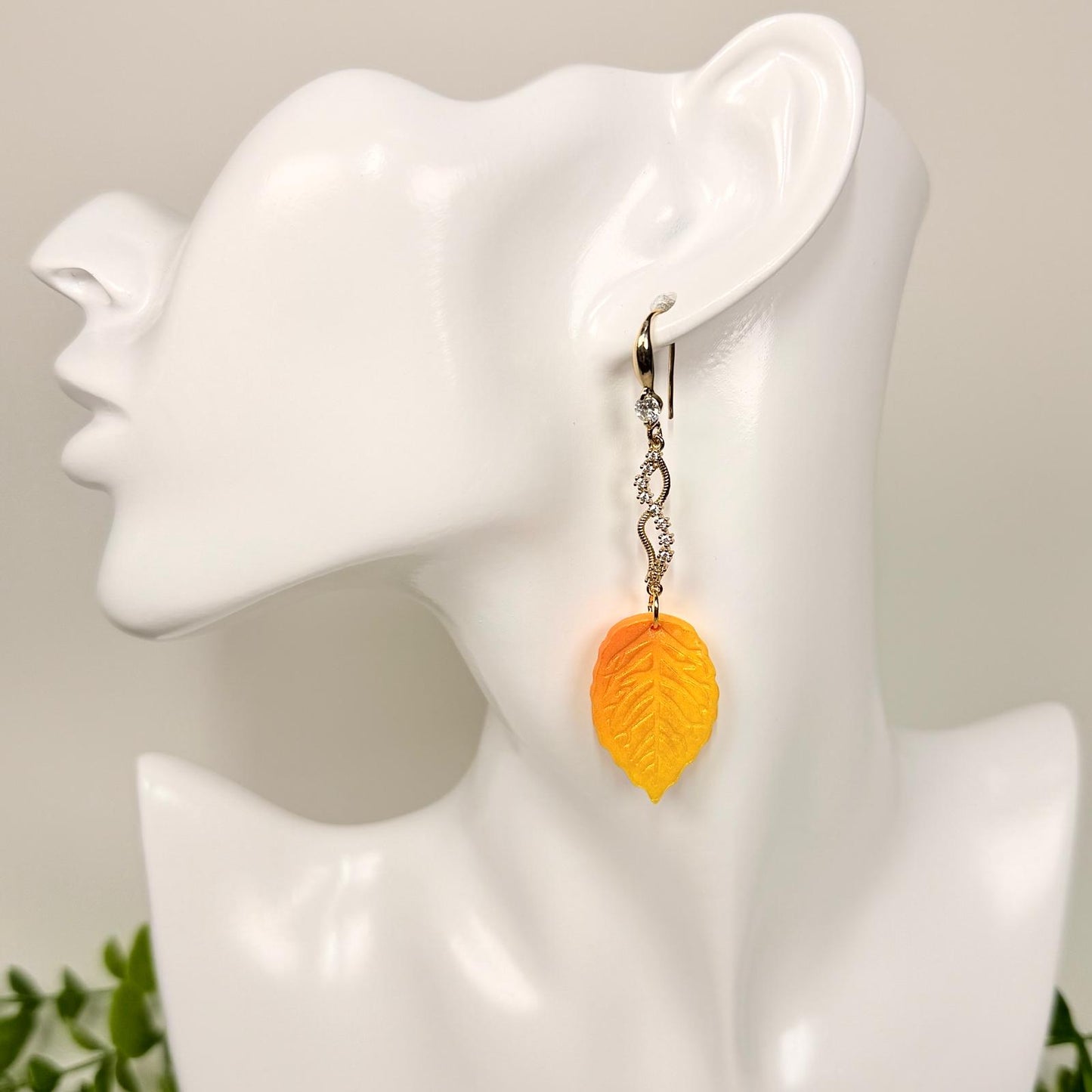 Golden Autumn Leaf Earrings