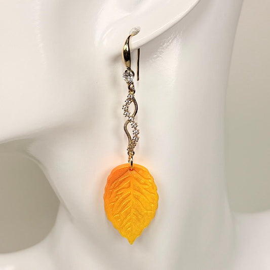 Golden Autumn Leaf Earrings