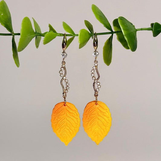 Golden Autumn Leaf Earrings