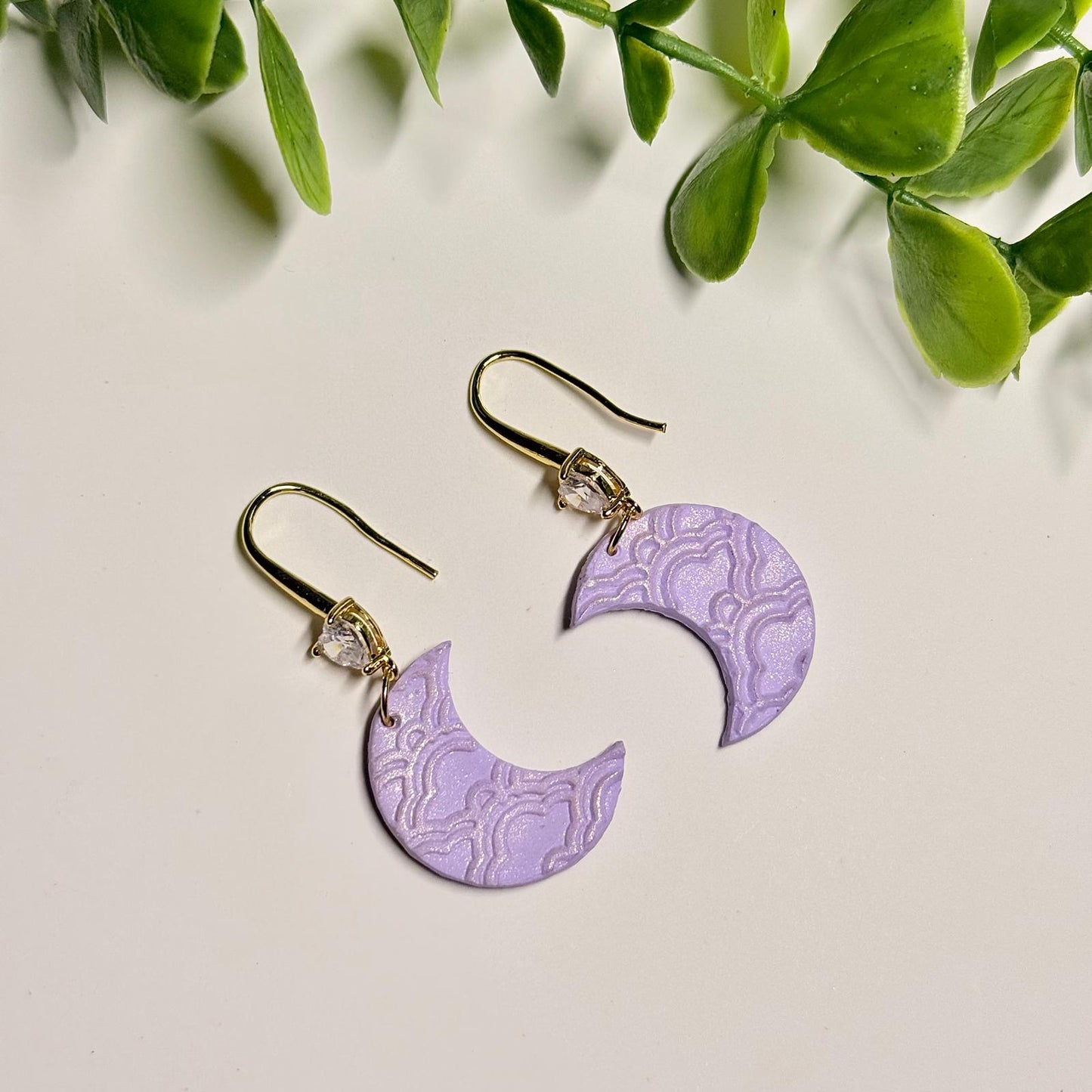 Dreamy Lilac Crescent Moon Earrings
