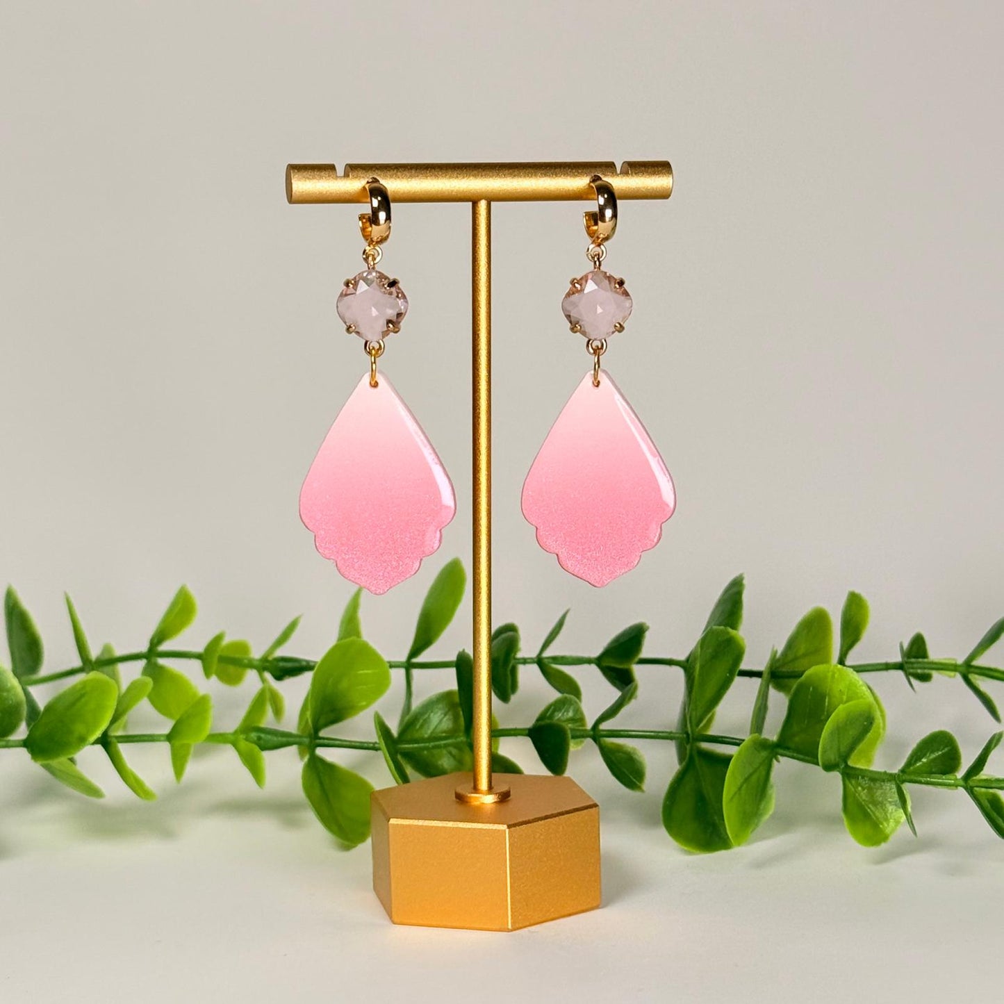 Pink Petal Drop Earrings
