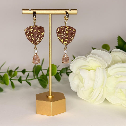 Gold Floral Filigree Dangle Earrings