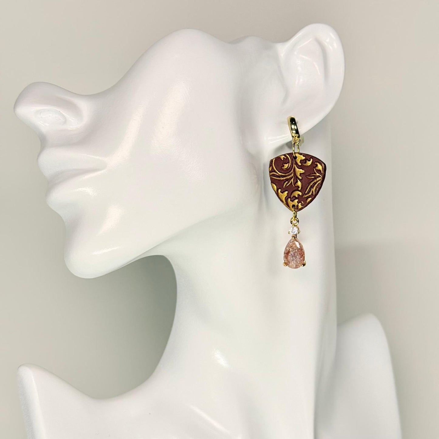 Gold Floral Filigree Dangle Earrings