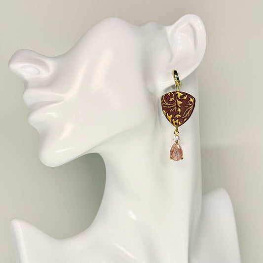 Gold Floral Filigree Dangle Earrings