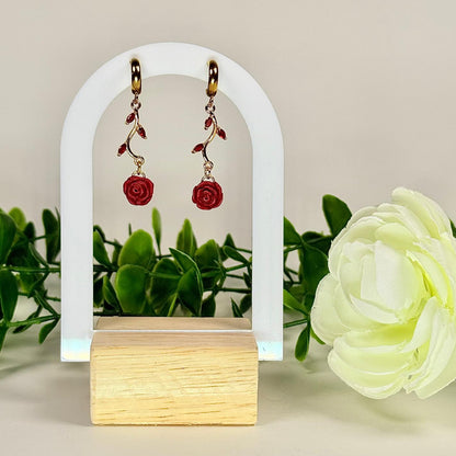 Red Rose Vine Earrings