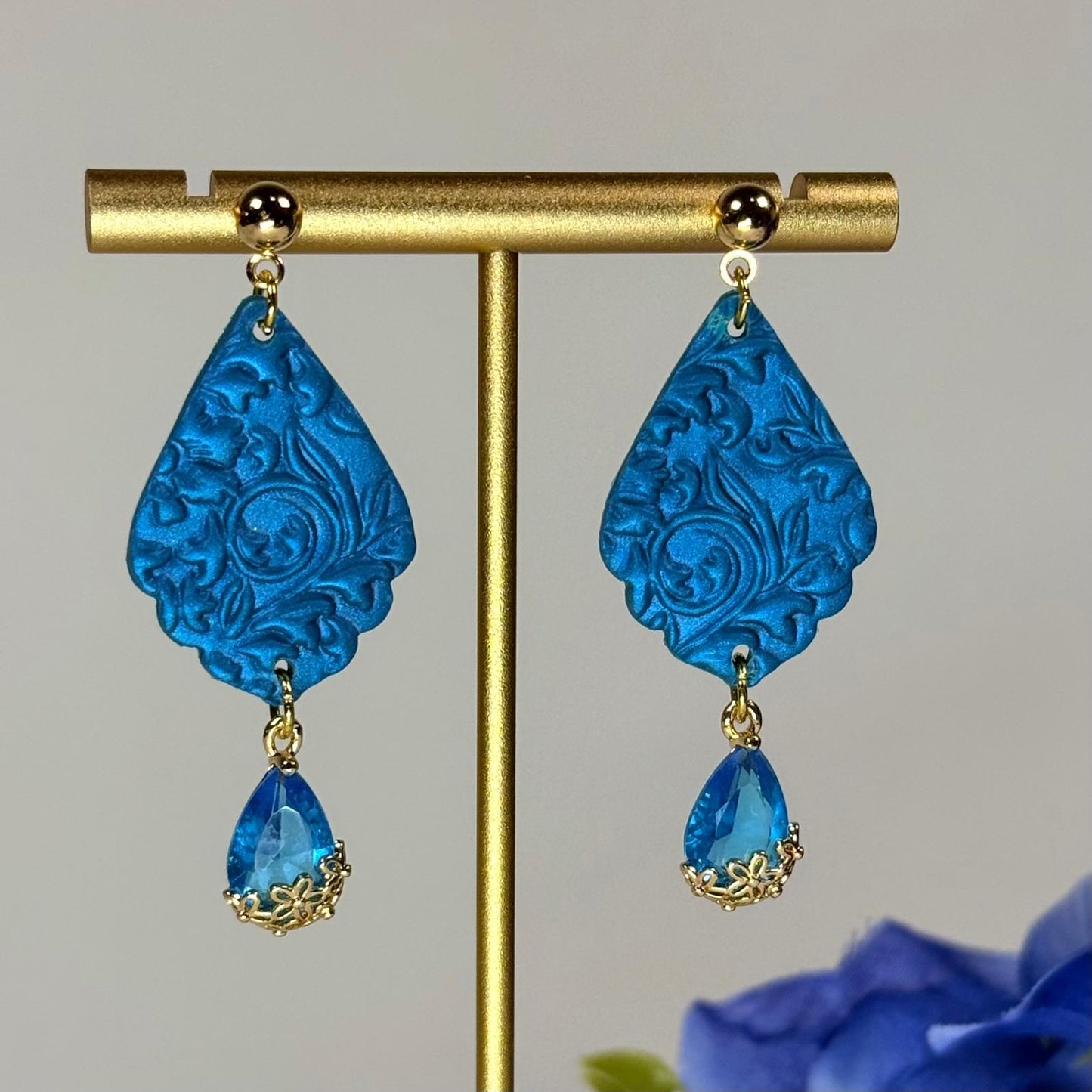 Azure Embossed Earrings