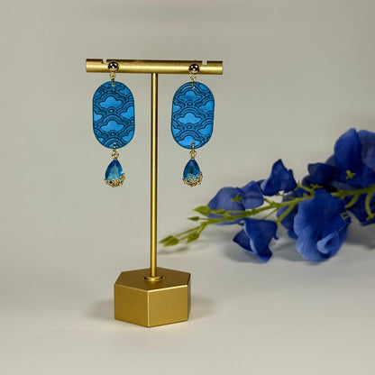 Celestial Blue Oval Earrings