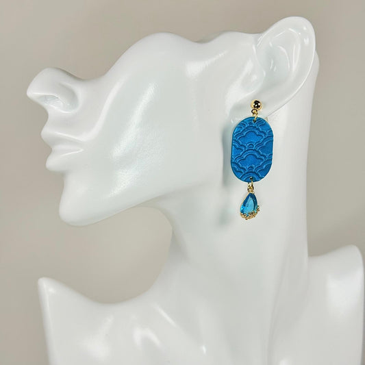 Celestial Blue Oval Earrings