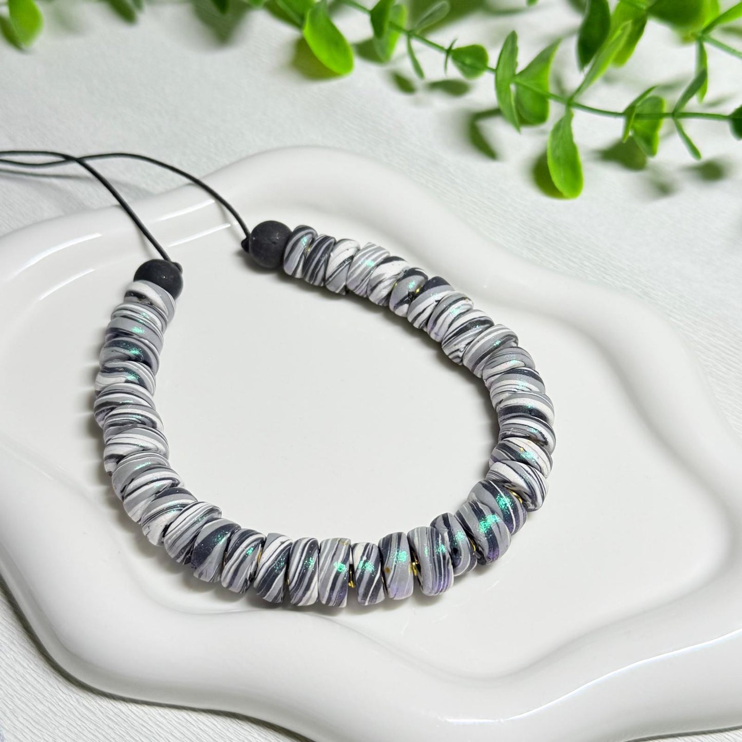 Black and White Dual-Tone Galaxy Beaded Set